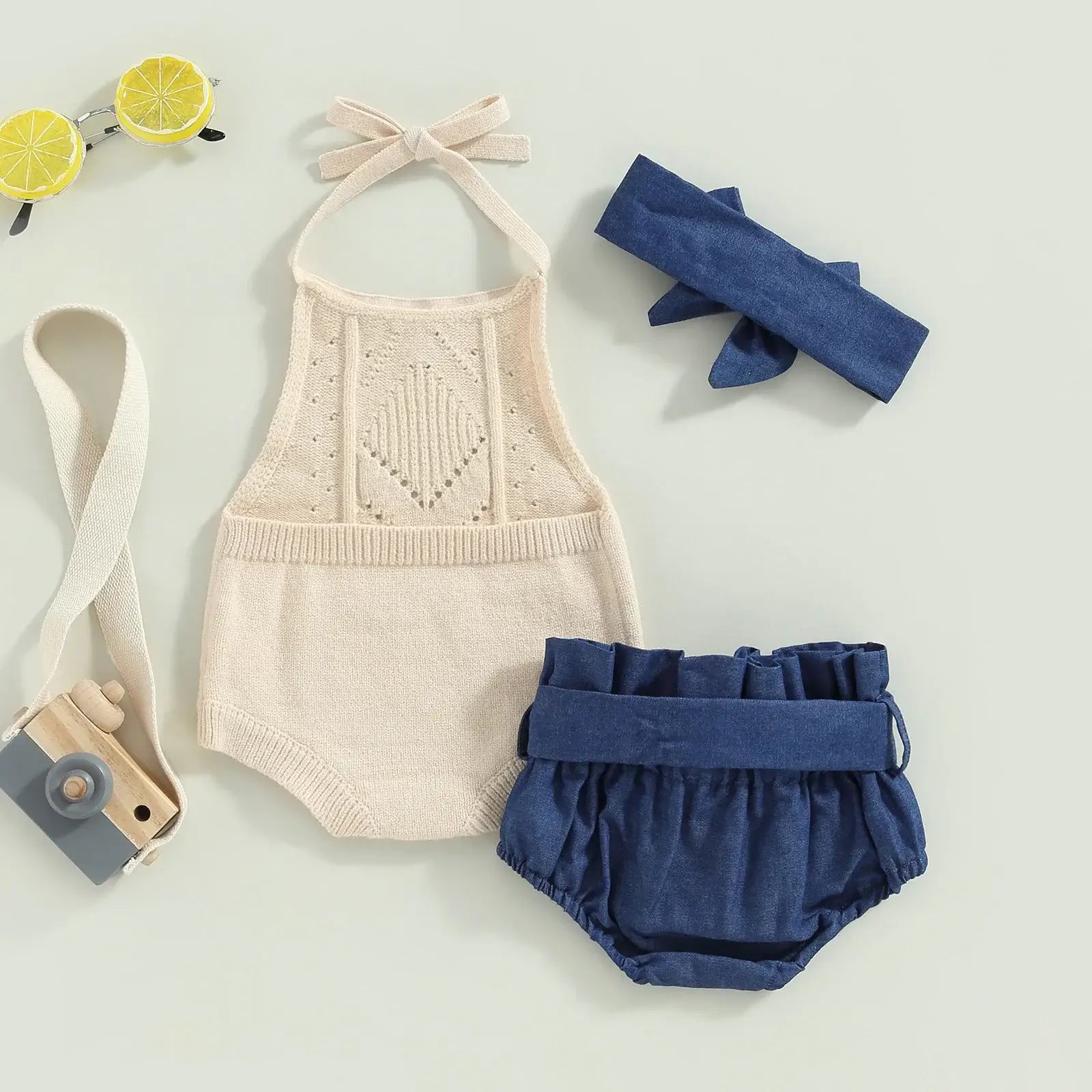 Scarlett Denim Halter Set | Baby Girl Outfit (0-2 Years) - Lulu Babe