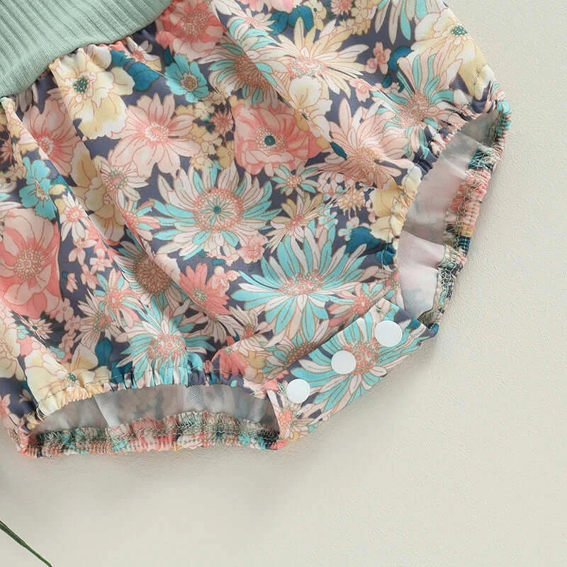 Evie Floral Baby Romper | Stylish Summer Baby Girl Outfit - Lulu Babe