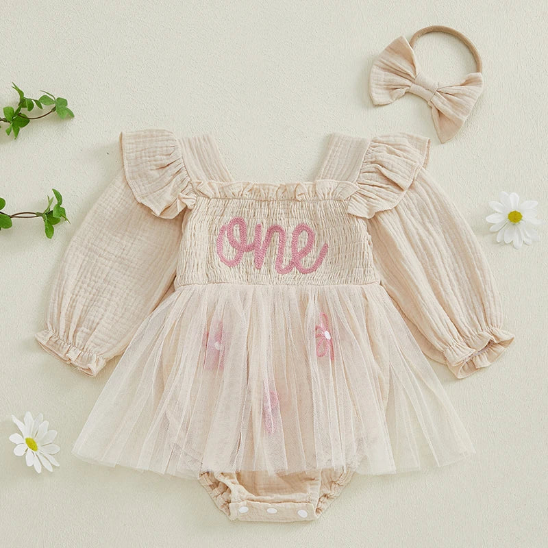 First Birthday Tutu Romper Cream