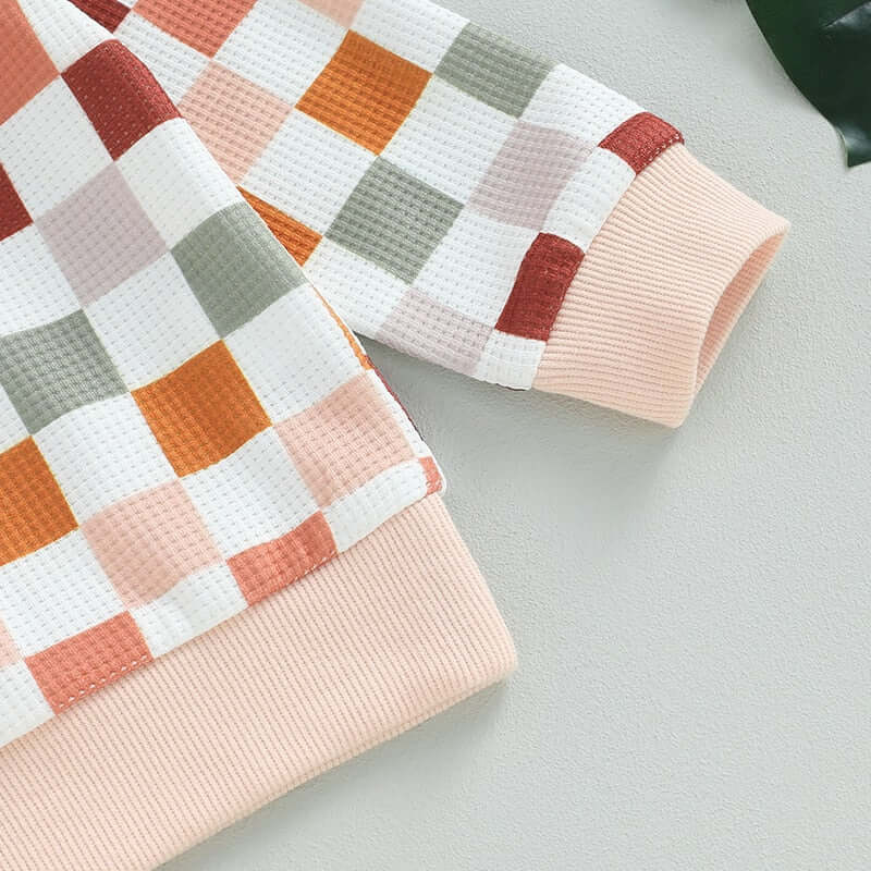 Retro Waffle Baby Trackie Set | Stylish Checkered Baby Outfit - Lulu Babe