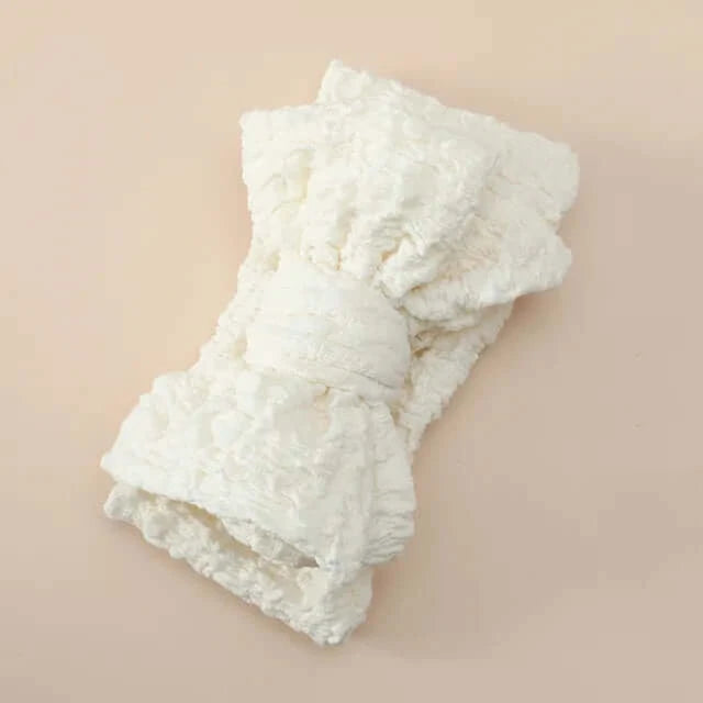 Serenity baby bow headband in white