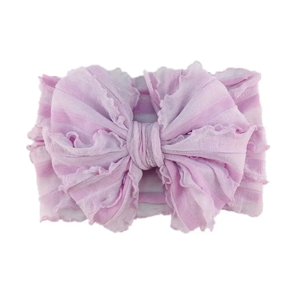 Purple ruffle baby bow headband