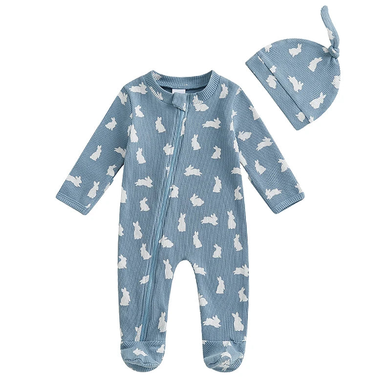 Bunny Zip Waffle Romper