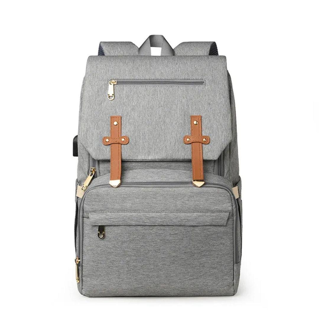 Amalfi Nappy Backpack in grey with premium materials and stylish design for modern parents.