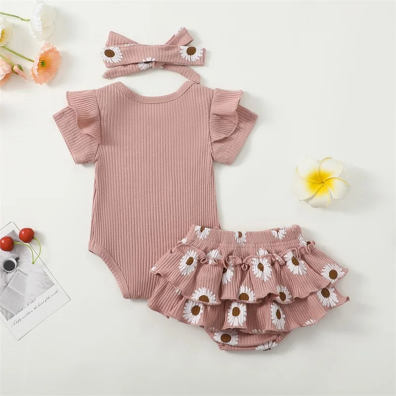 Auntie's Bestie baby girl outfit in pink - flatlay showing the back