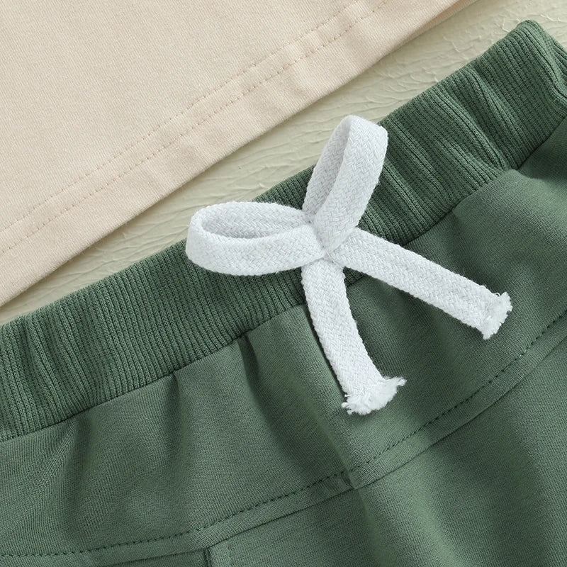 Auntie's Lil Dude set - closeup view of the green shorts