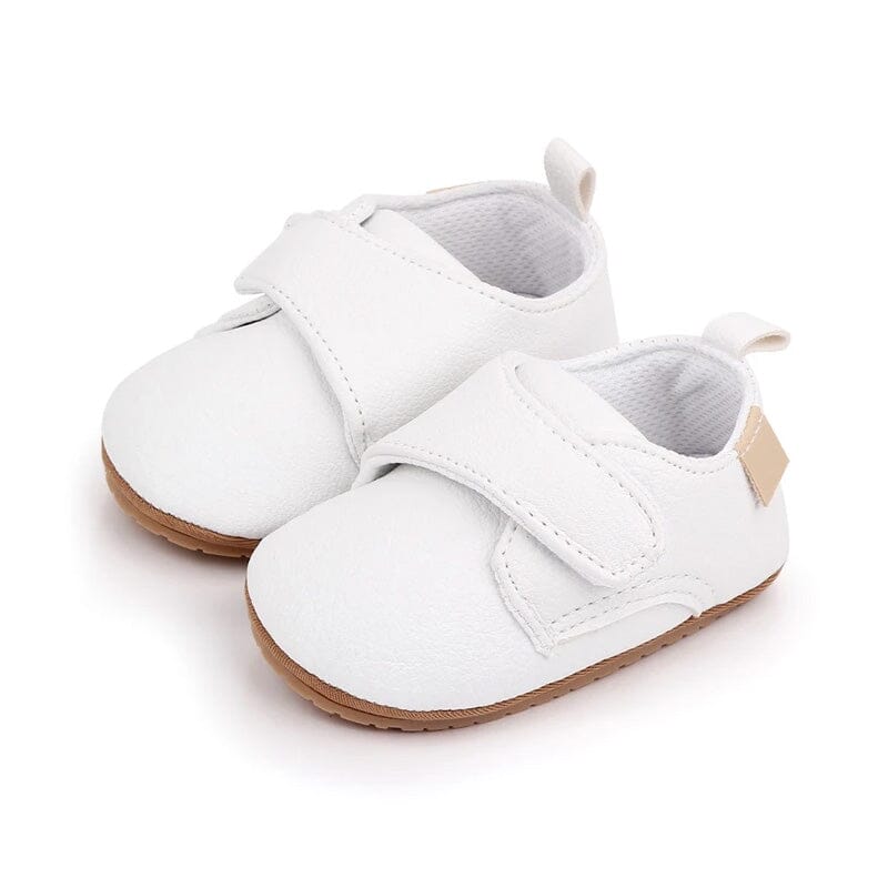 Avery white vegan leather baby shoes