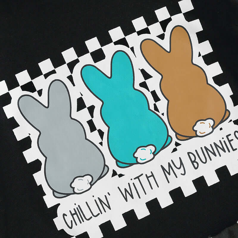 Close-up of Checkerboard Bunny Shorts baby boy outfit