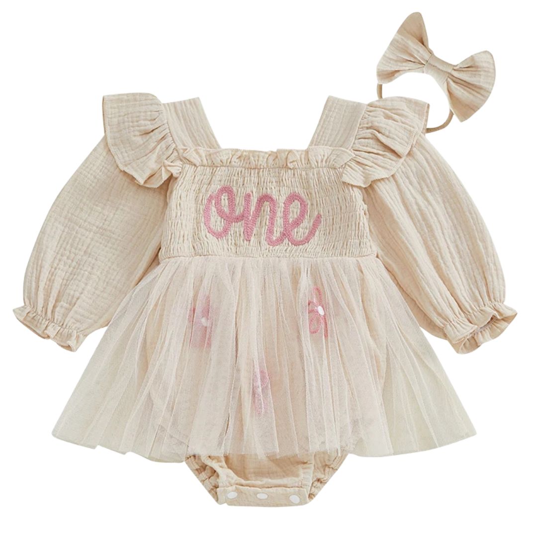 First Birthday Tutu Romper Cream