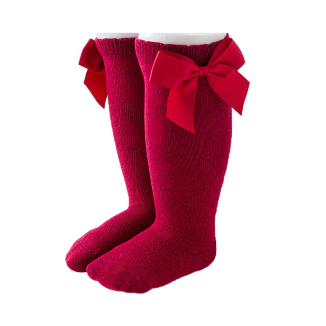 Bow Knee High Socks for Baby & Toddler Girls - red