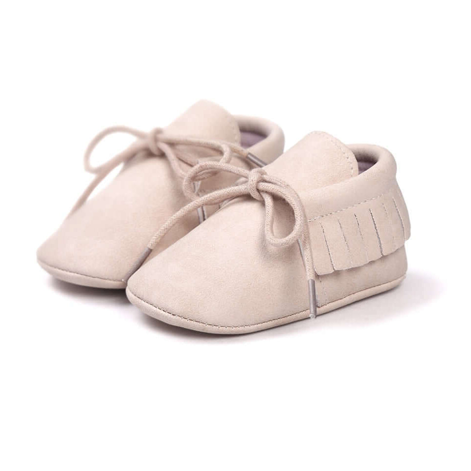 Cream Baby Moccasins – Soft & Stylish Unisex Baby Shoes | Lulu Babe