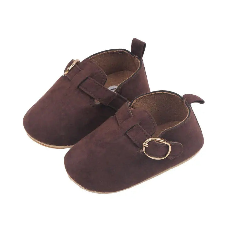 Suede baby loafers in chocolate