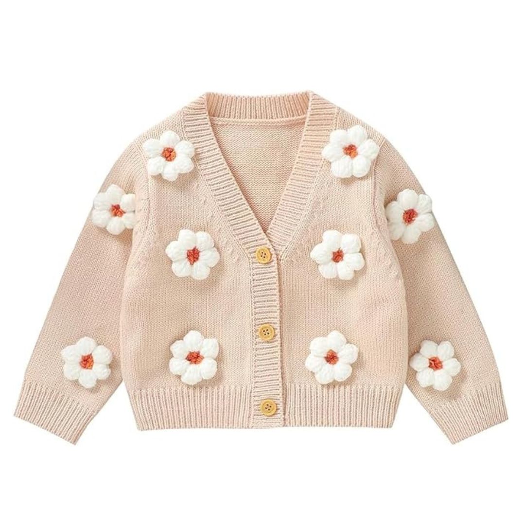 Beige Baby & Toddler Flower Cardigan