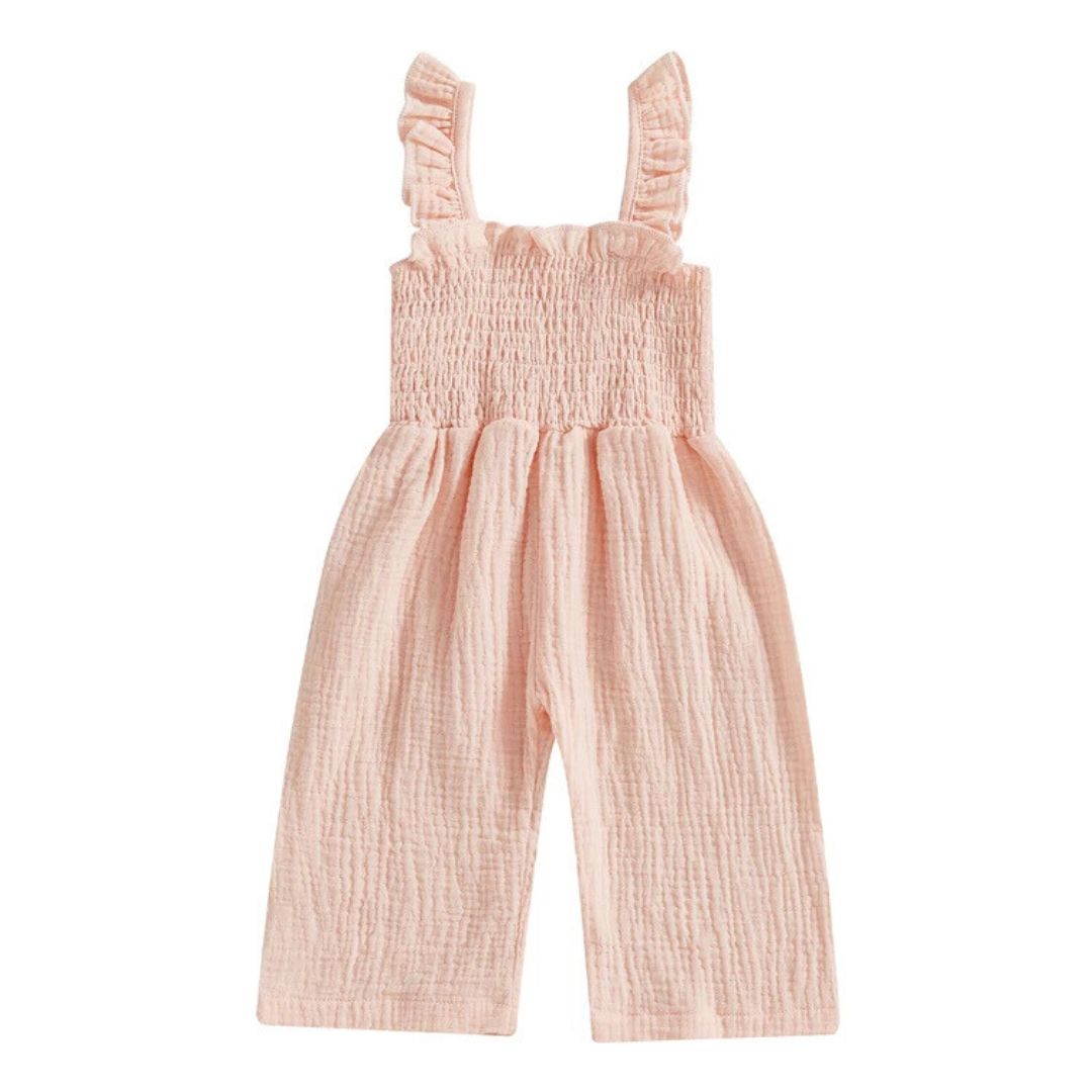 Wide Leg Baby & Toddler Girl Jumpsuit | Blush Pink - Lulu Babe