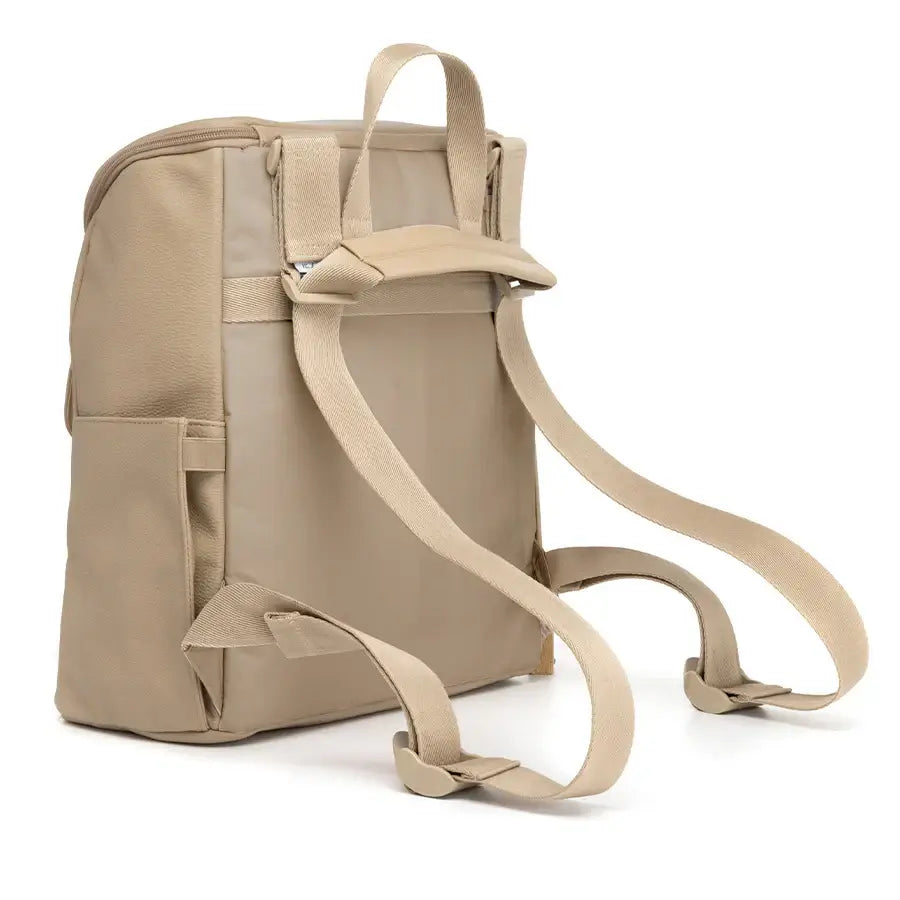 Babymel Lennox Nappy Backpack in Oat | Stylish Vegan Leather Nappy Bag