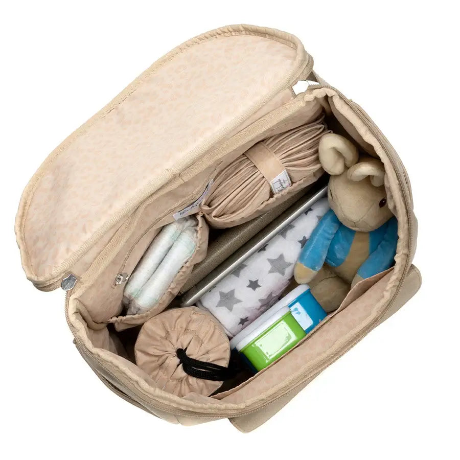 Babymel Lennox Nappy Backpack in Oat | Stylish Vegan Leather Nappy Bag - Babymel