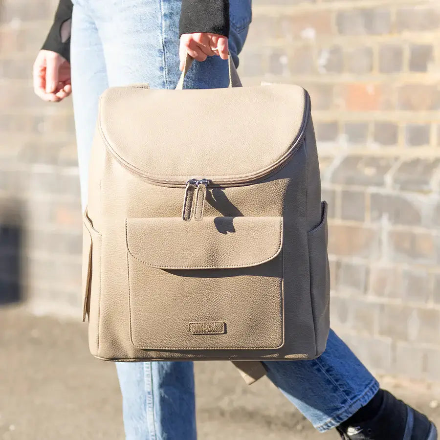 Babymel Lennox Nappy Backpack in Oat - lifestyle image