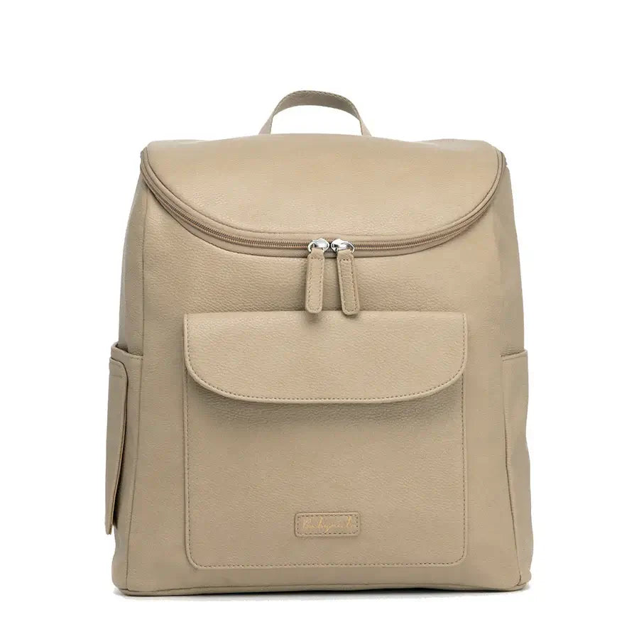 Babymel Lennox Nappy Backpack in Oat | Stylish Vegan Leather Nappy Bag - Babymel