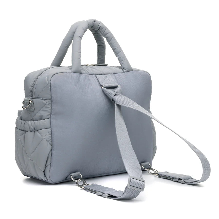 Babymel Willow Nappy Bag in grey showing backpack straps
