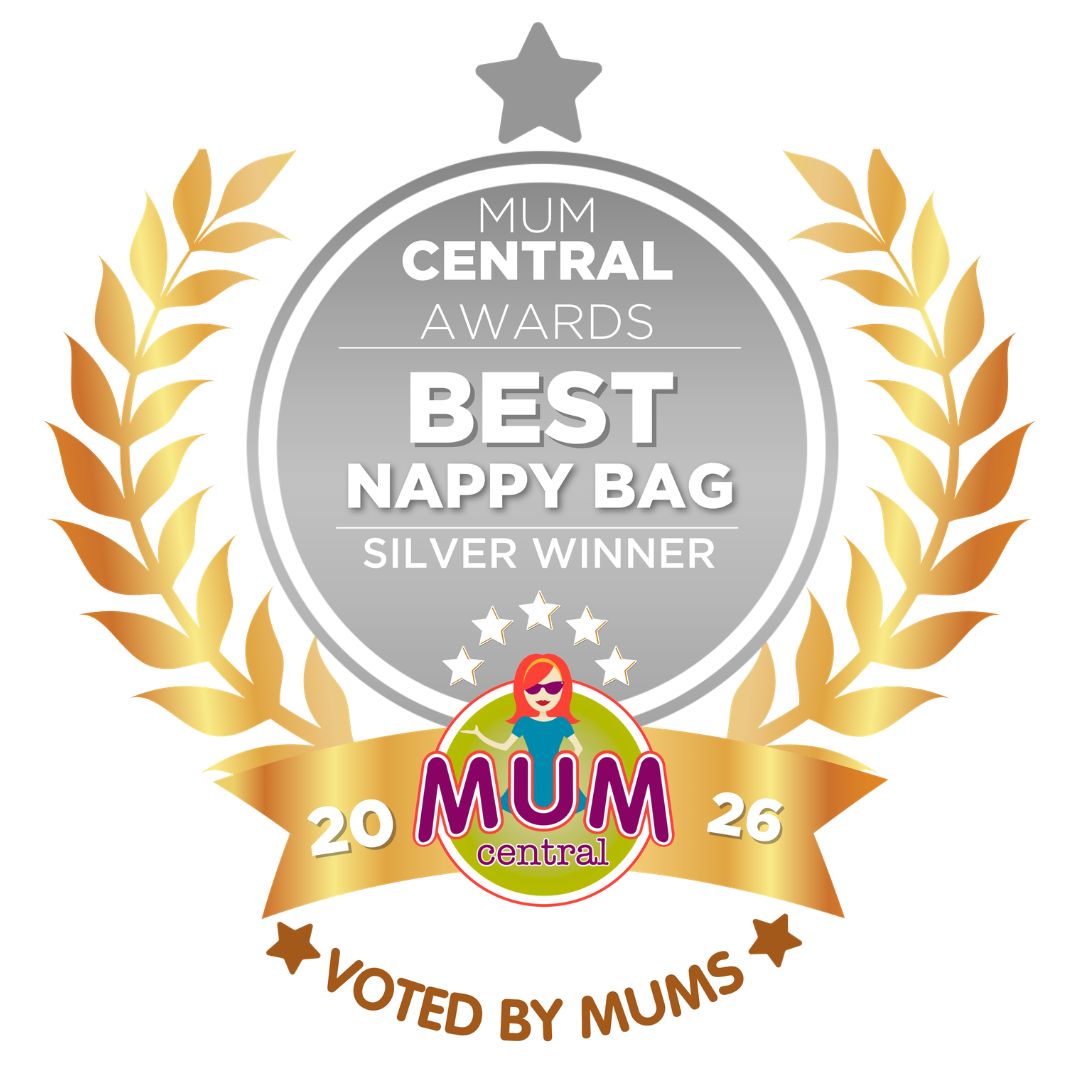 Award badge for Best Nappy Bag silver winner in Mum Central 2026 Awards