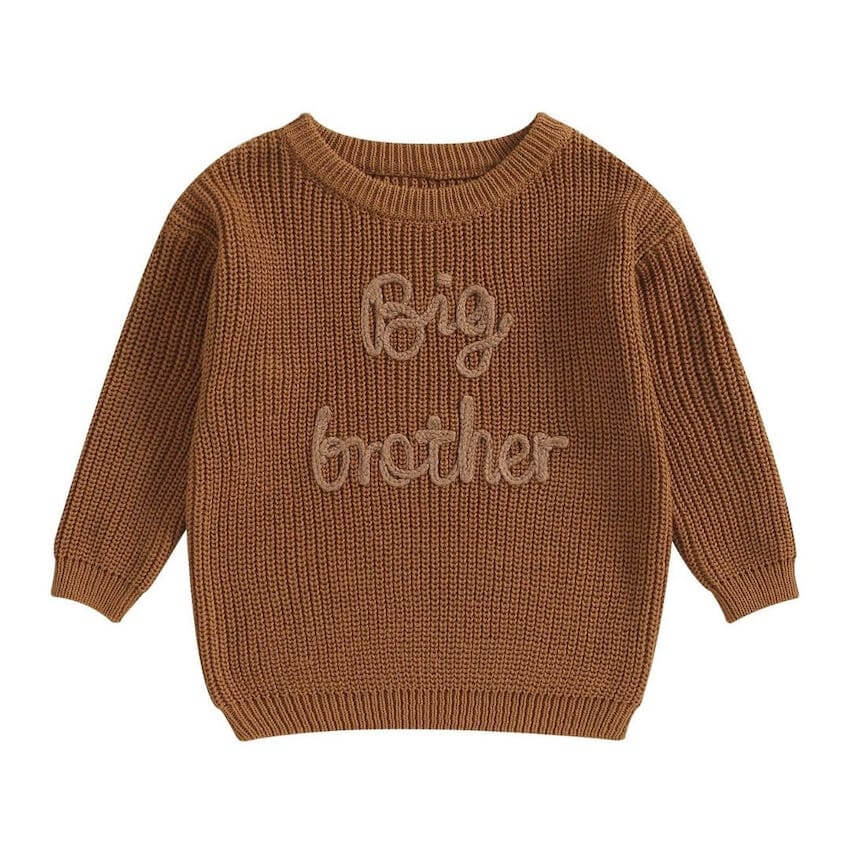 Big Brother Jumper for Boys in chocolate brown (1-5 Years) - Lulu Babe