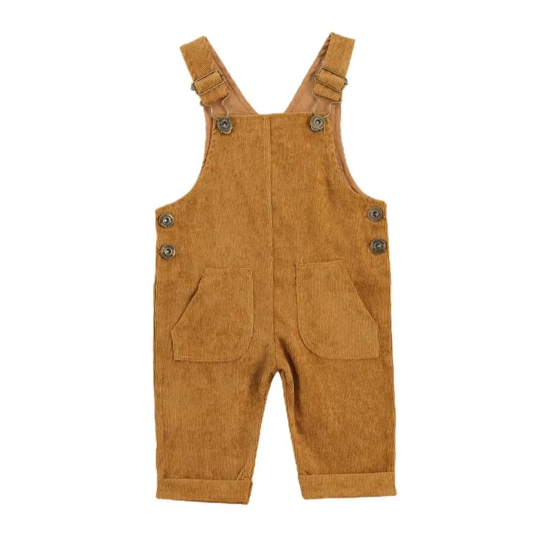 Corduroy Baby Romper in mustard - unisex baby overalls from Lulu Babe