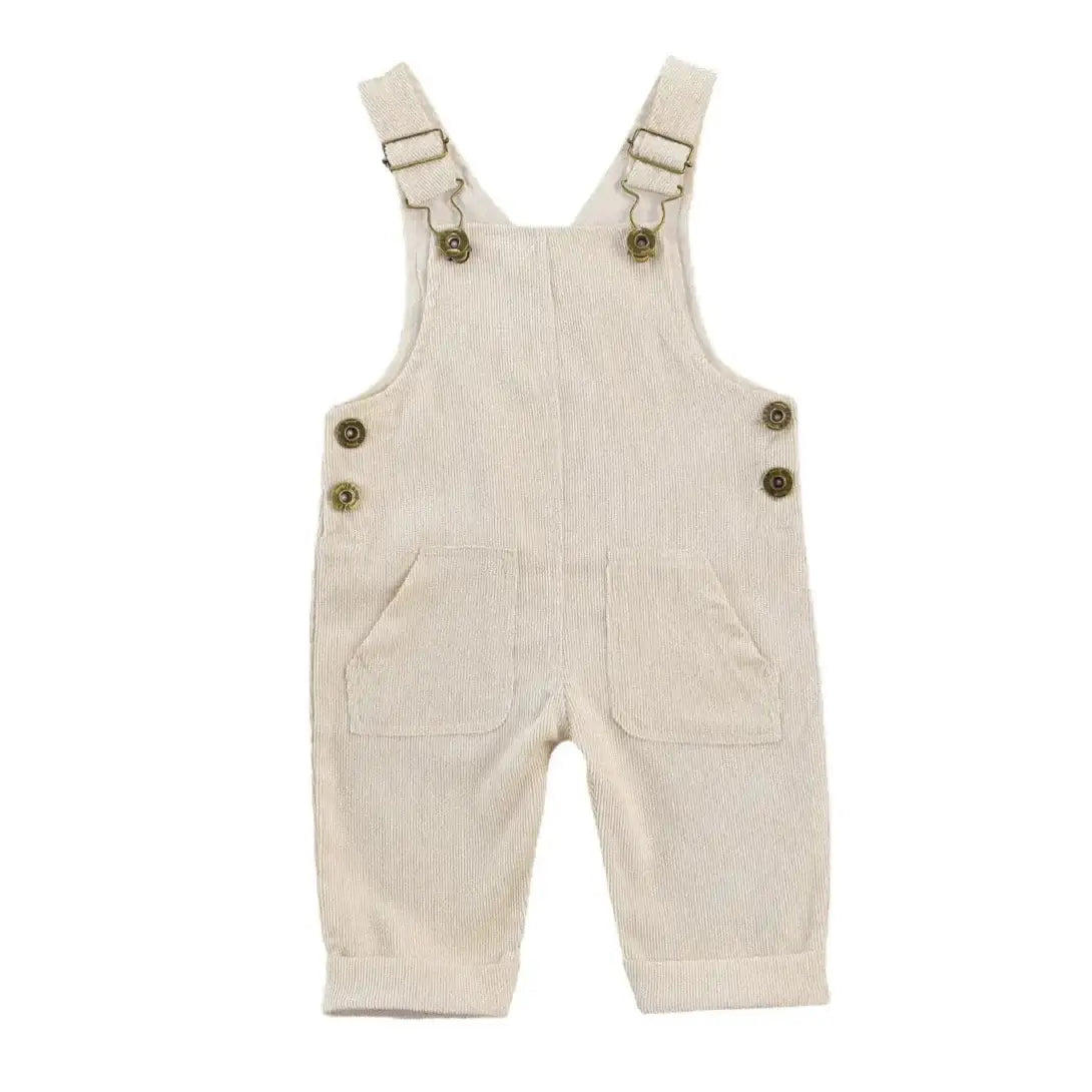 Corduroy Baby Overalls in oatmeal - unisex baby romper from Lulu Babe