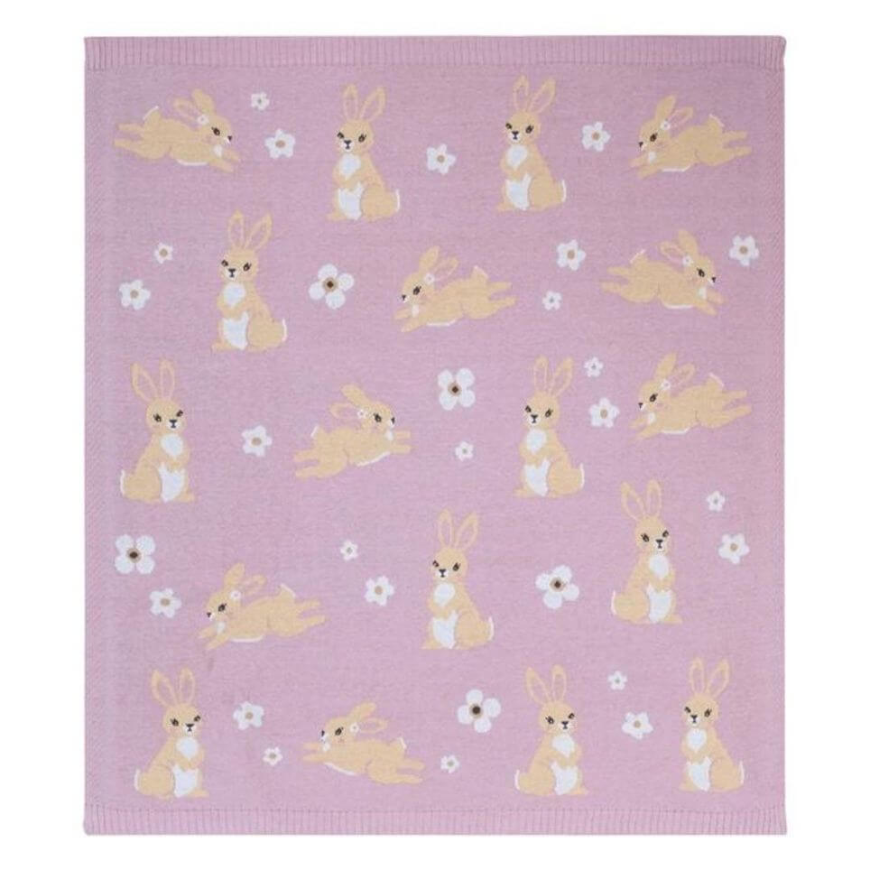 Soft Bunny Baby Blanket - Lilac 100% Cotton Knit