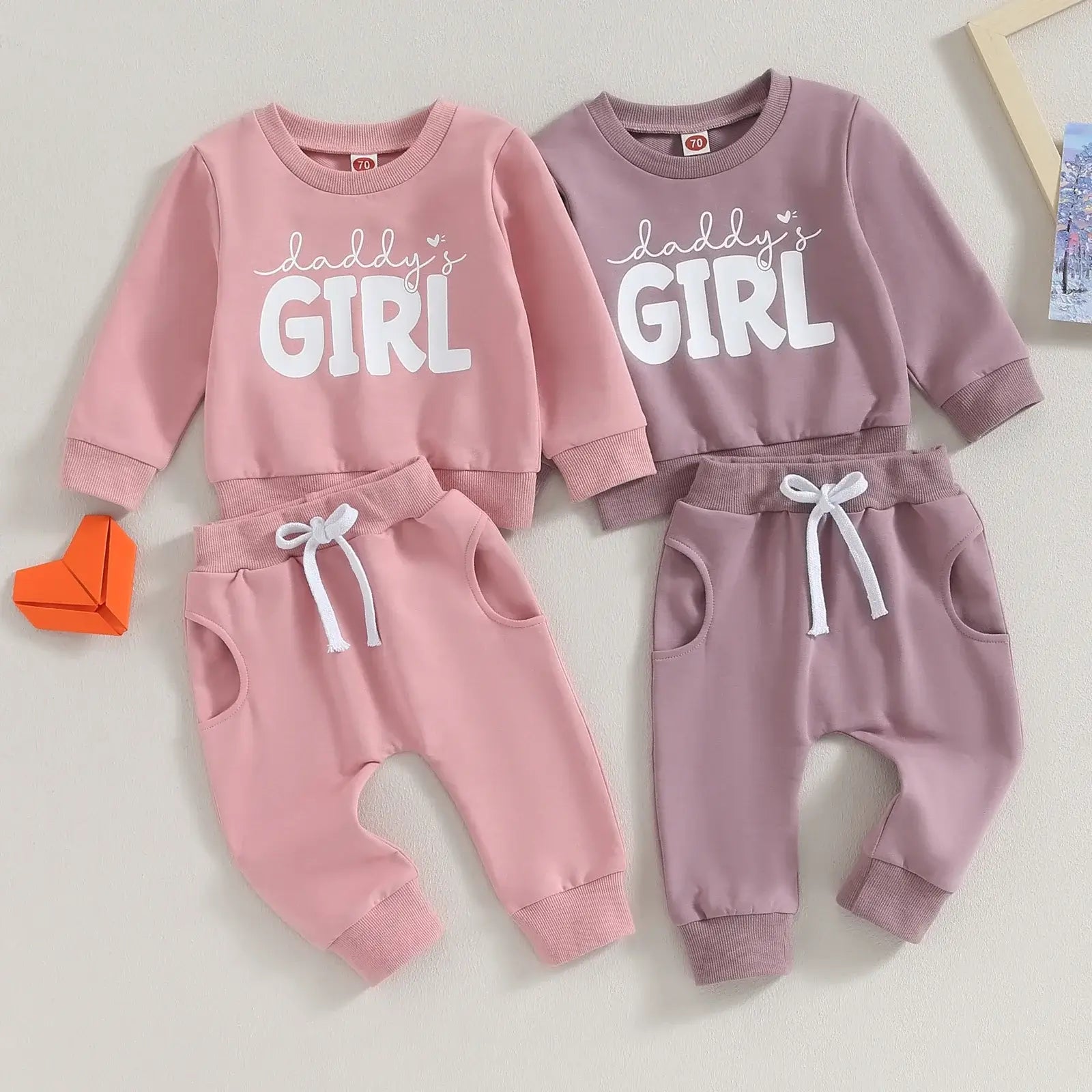 Daddy's Girl Baby Tracksuits in pink and purple