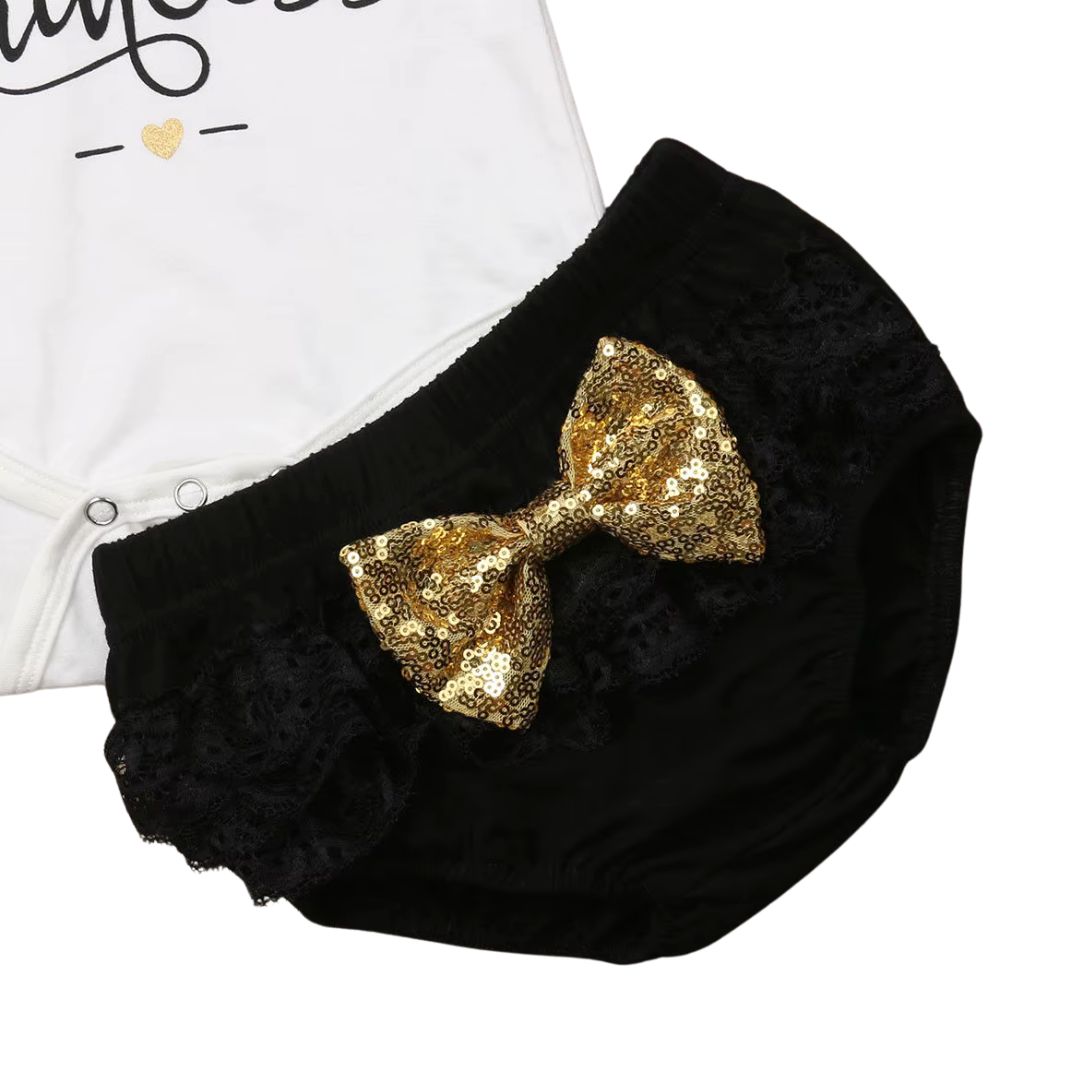 Daddy's Princess Set | Baby Girl Outfit with Sequin Bows - Lulu Babe