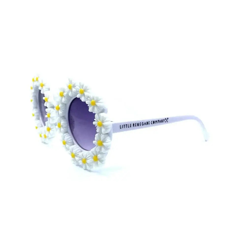 Daisy Toddler Sunglasses in white - side view | Little Renegade Company