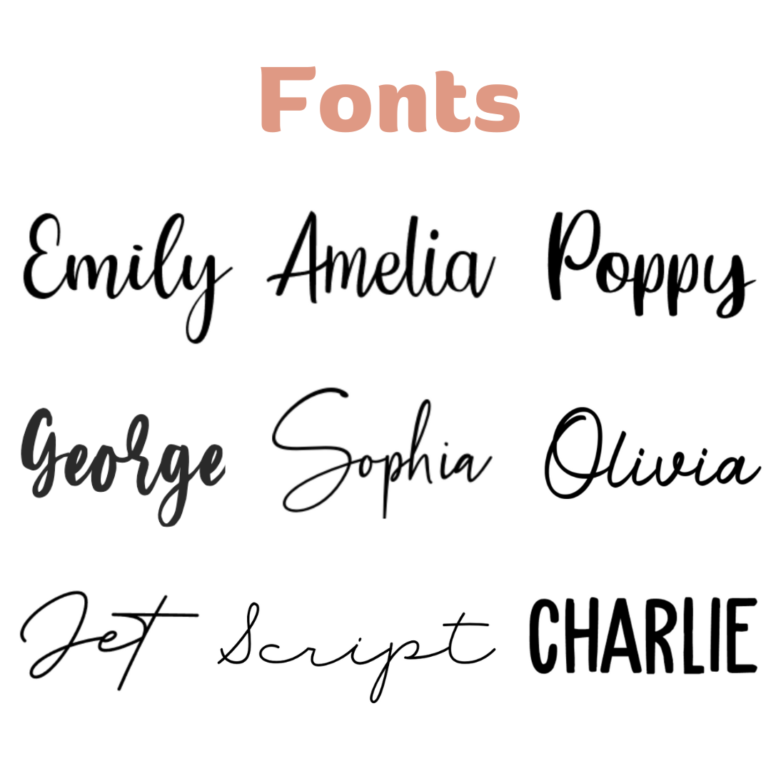 Font options for personalised products - Lulu Babe