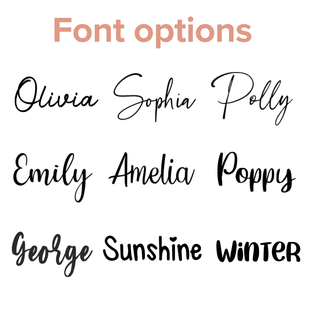 Font options for personalised products - Lulu Babe