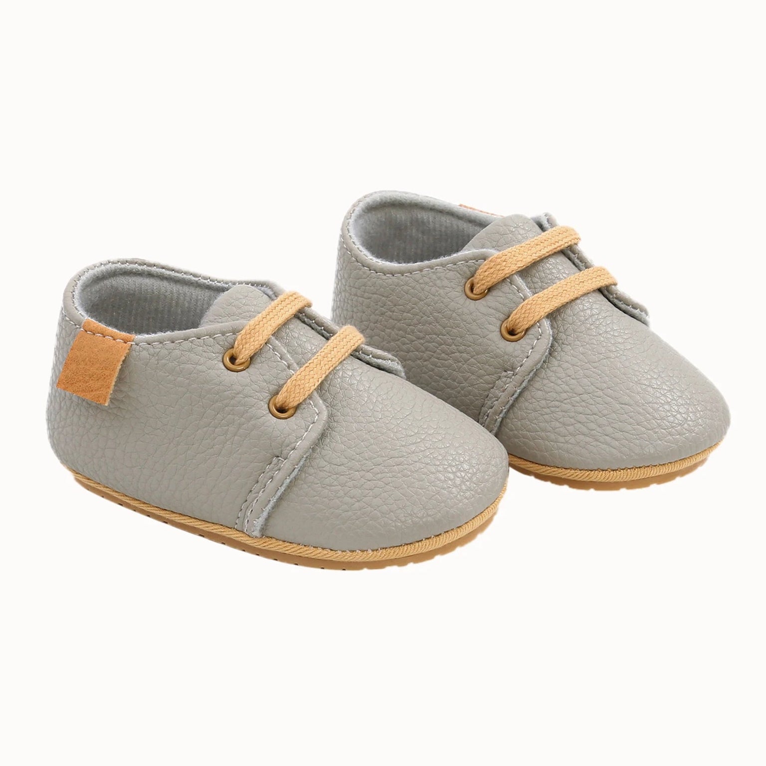 Grey lace-up oxford style baby shoes