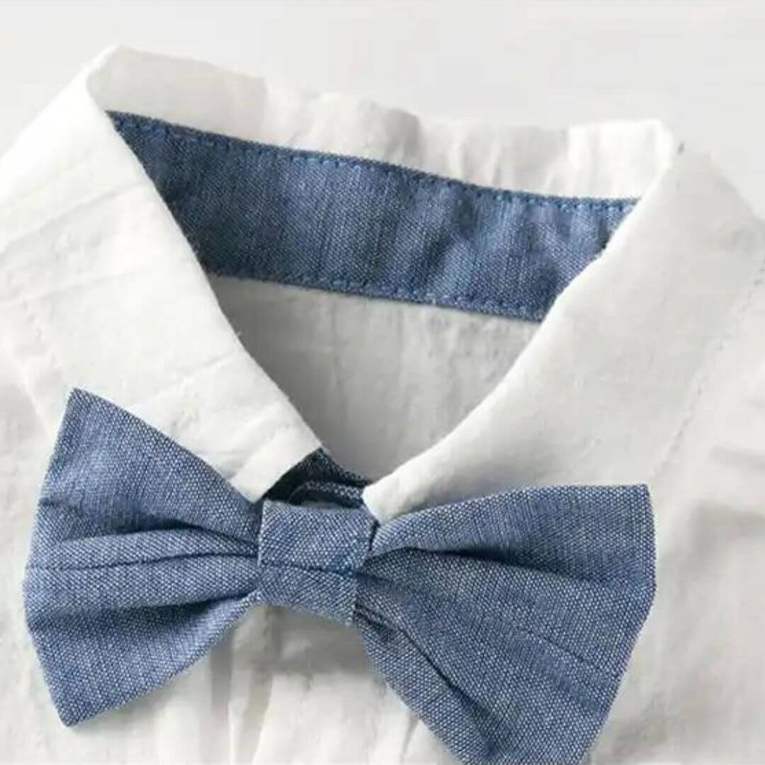 Baby Boy Formal Outfit | Suspender Shorts & Romper Set - Lulu Babe