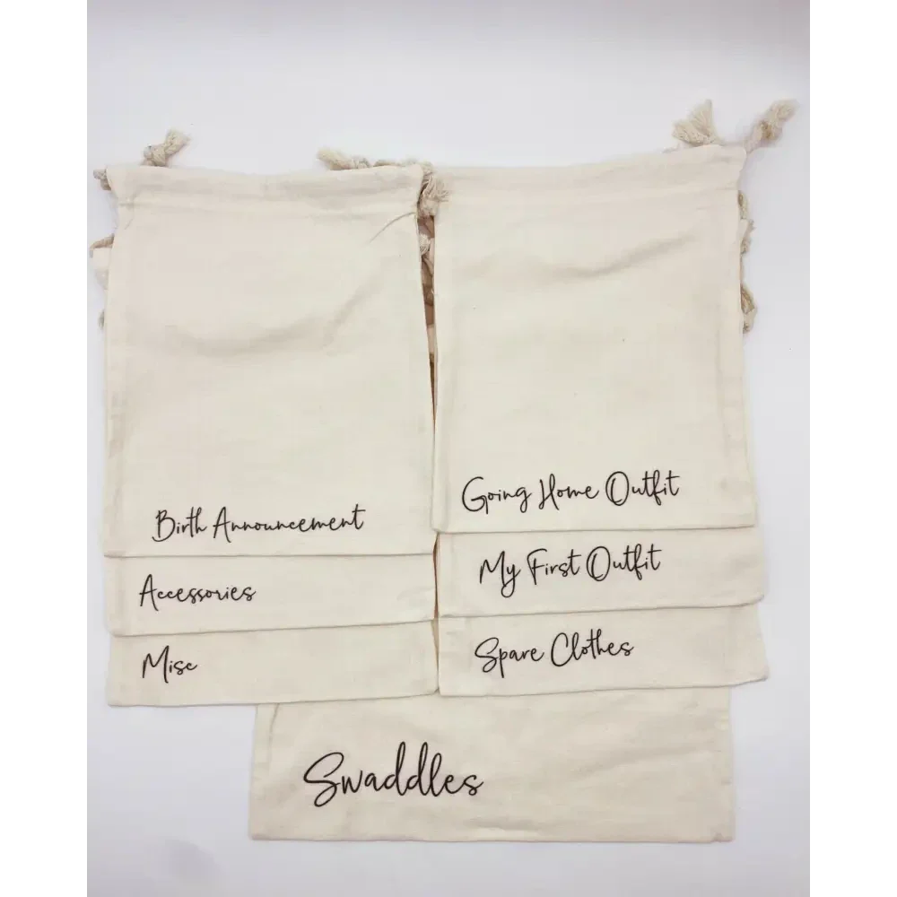Hospital bag organisers with labels