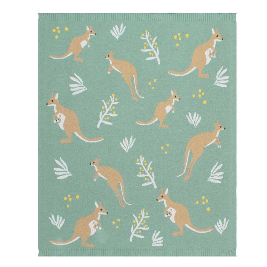Kangaroo Baby Blanket Australia - 100% cotton knit