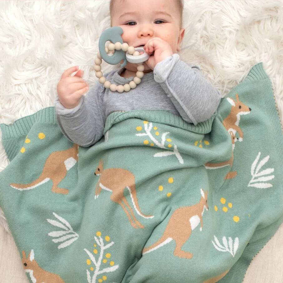 Kangaroo Baby Blanket Australia - 100% cotton knit