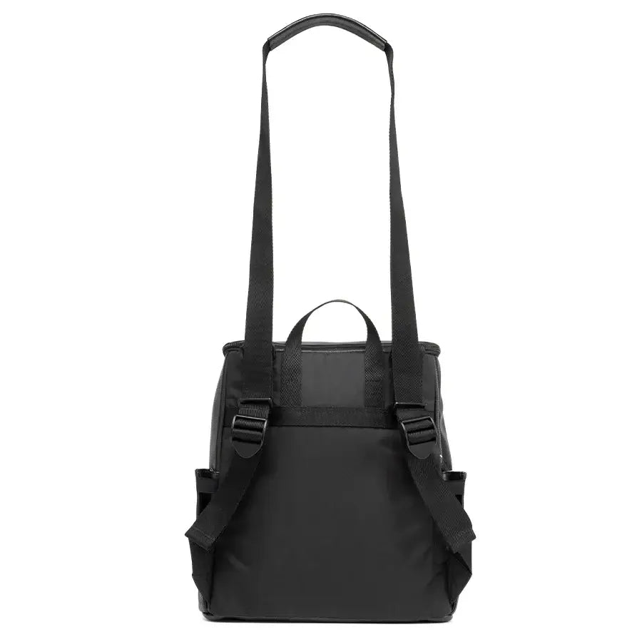 Babymel Lennox Nappy Backpack in black showing convertible crossbody strap