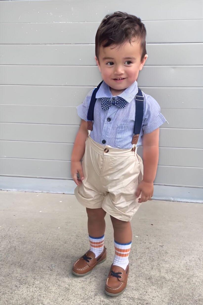 Levi Baby Boy Bow Tie & Suspenders Outfit (in 0-6 months, 6-9 months, 6-12 month &  12-18 months, 18-24 months) - Lulu Babe