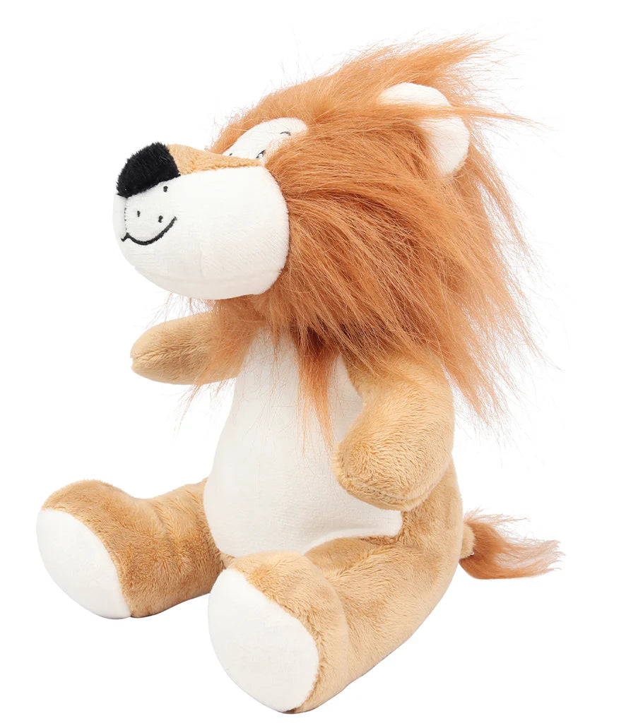 Personalised Lion Plush - star, heart or safari rainbow design with baby's name - side view