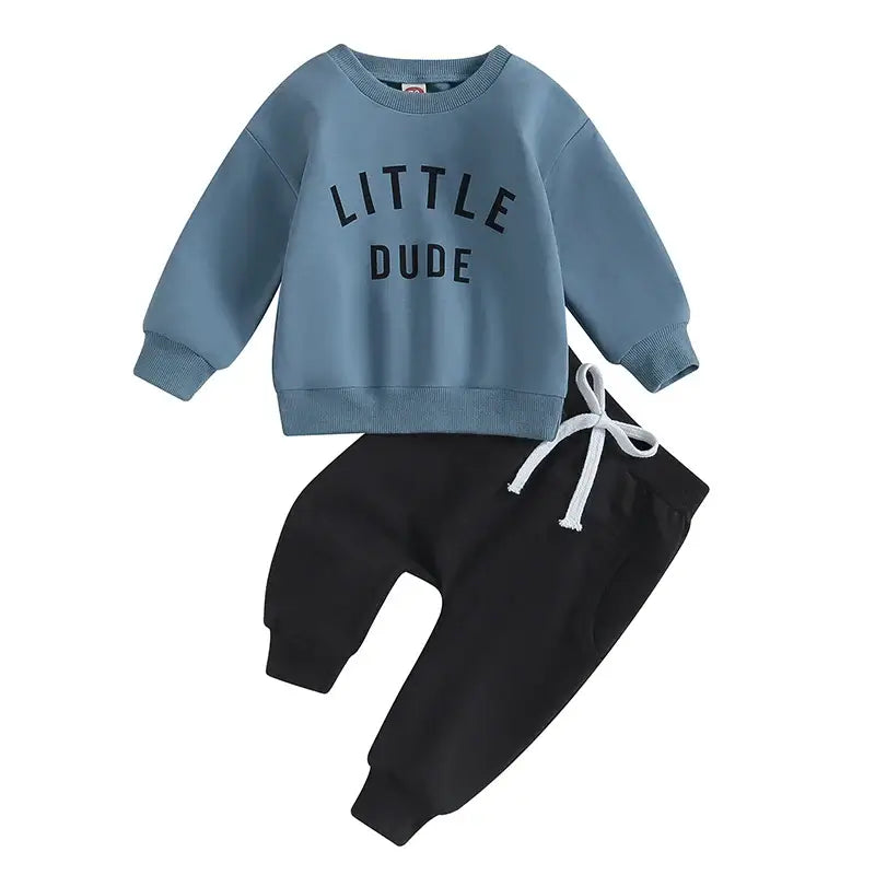 Little Dude baby boy tracksuit in blue and black