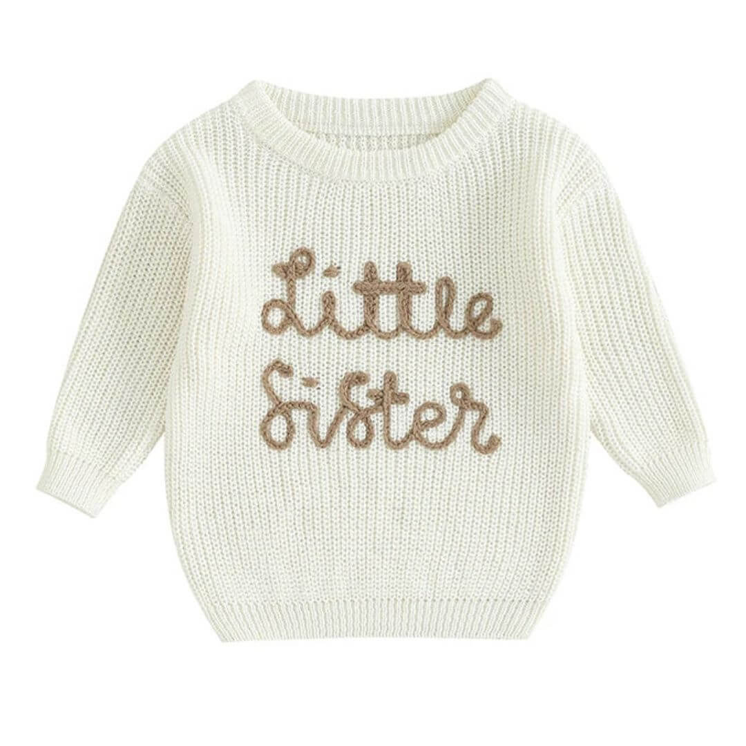 Little sister baby girl jumper in white for 0-18 months