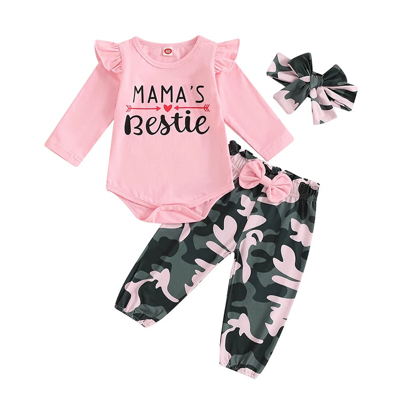 Mama's Bestie Pink Camo Set | Adorable Baby Girl Outfit - Lulu Babe