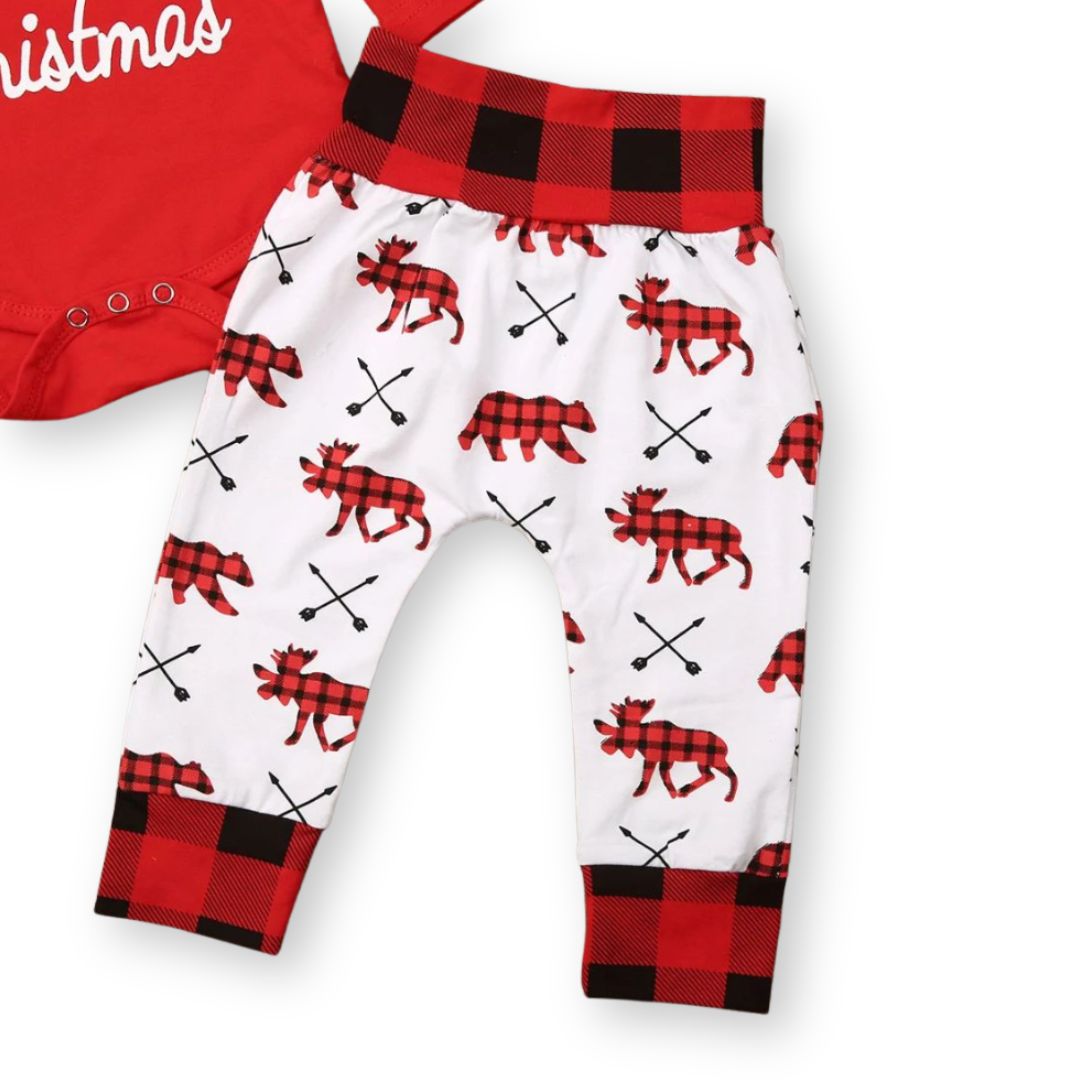 Moose and bear plaid baby harem pants
