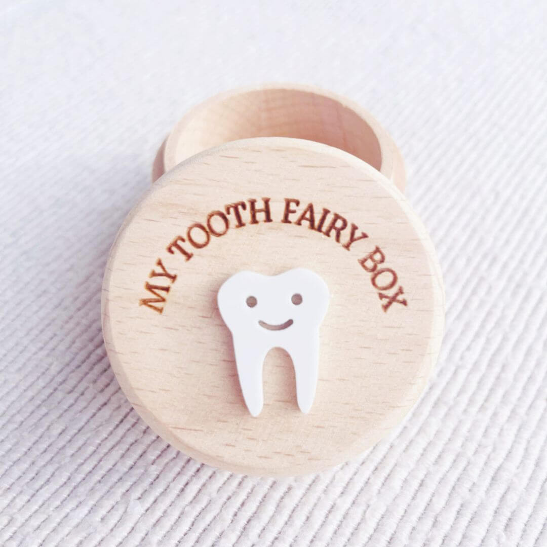 Personalised Tooth Fairy Box | Round Wooden Box