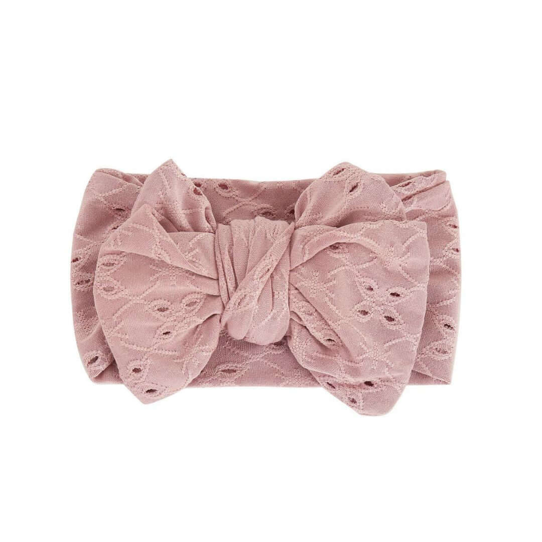 Nora Topknot Bow Headband in dusty pink | Stylish & Soft Baby Headband - Lulu Babe