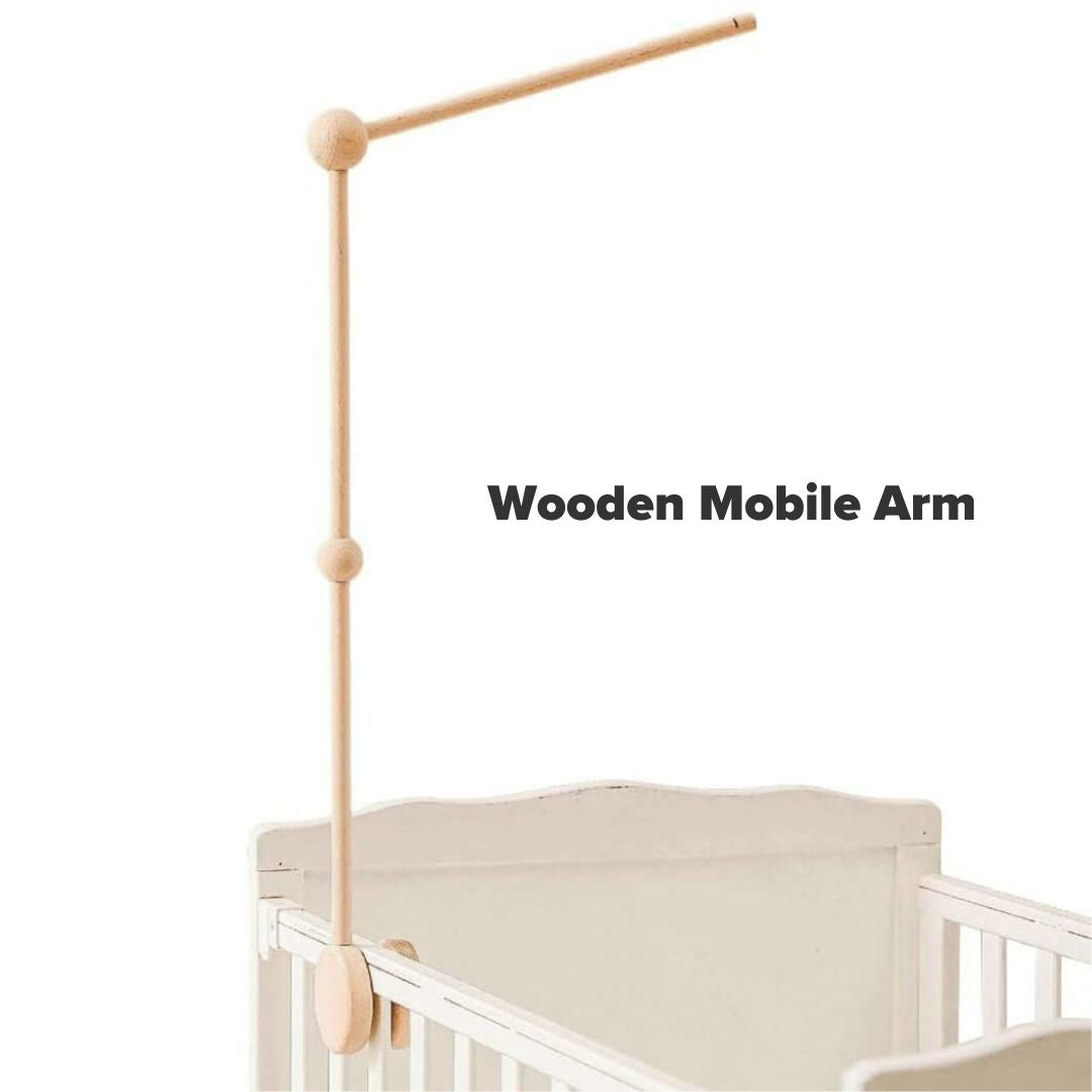 Wooden cot mobile arm