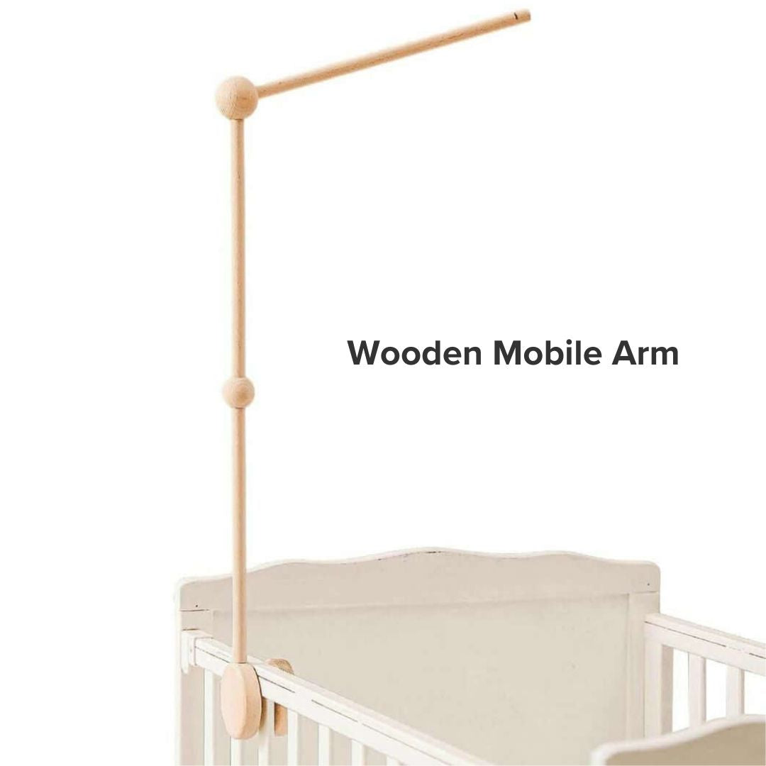 Wooden cot mobile arm