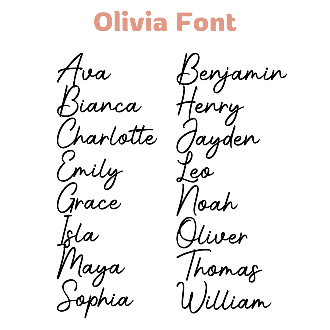 Oliva font for personalised products - Lulu Babe